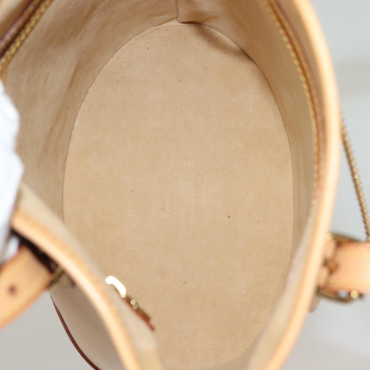LOUIS VUITTON Nomad leather Bucket PM Shoulder Bag Beige M85001 LV Auth 132875A
