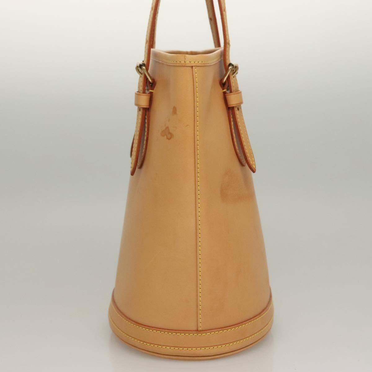 LOUIS VUITTON Nomad leather Bucket PM Shoulder Bag Beige M85001 LV Auth 132875