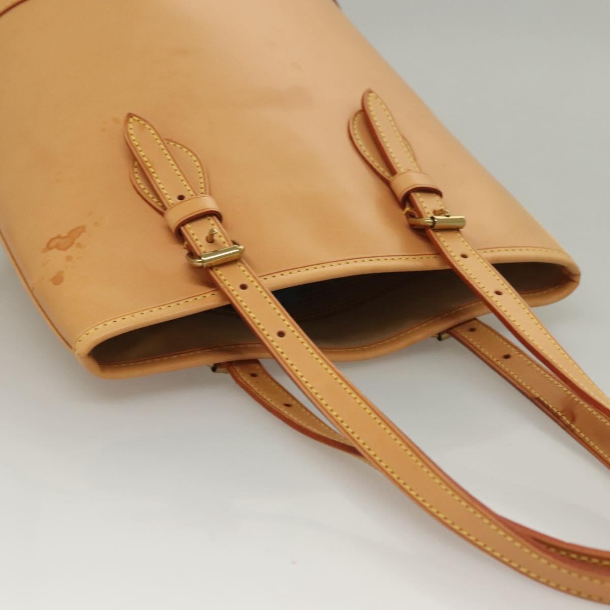 LOUIS VUITTON Nomad leather Bucket PM Shoulder Bag Beige M85001 LV Auth 132875
