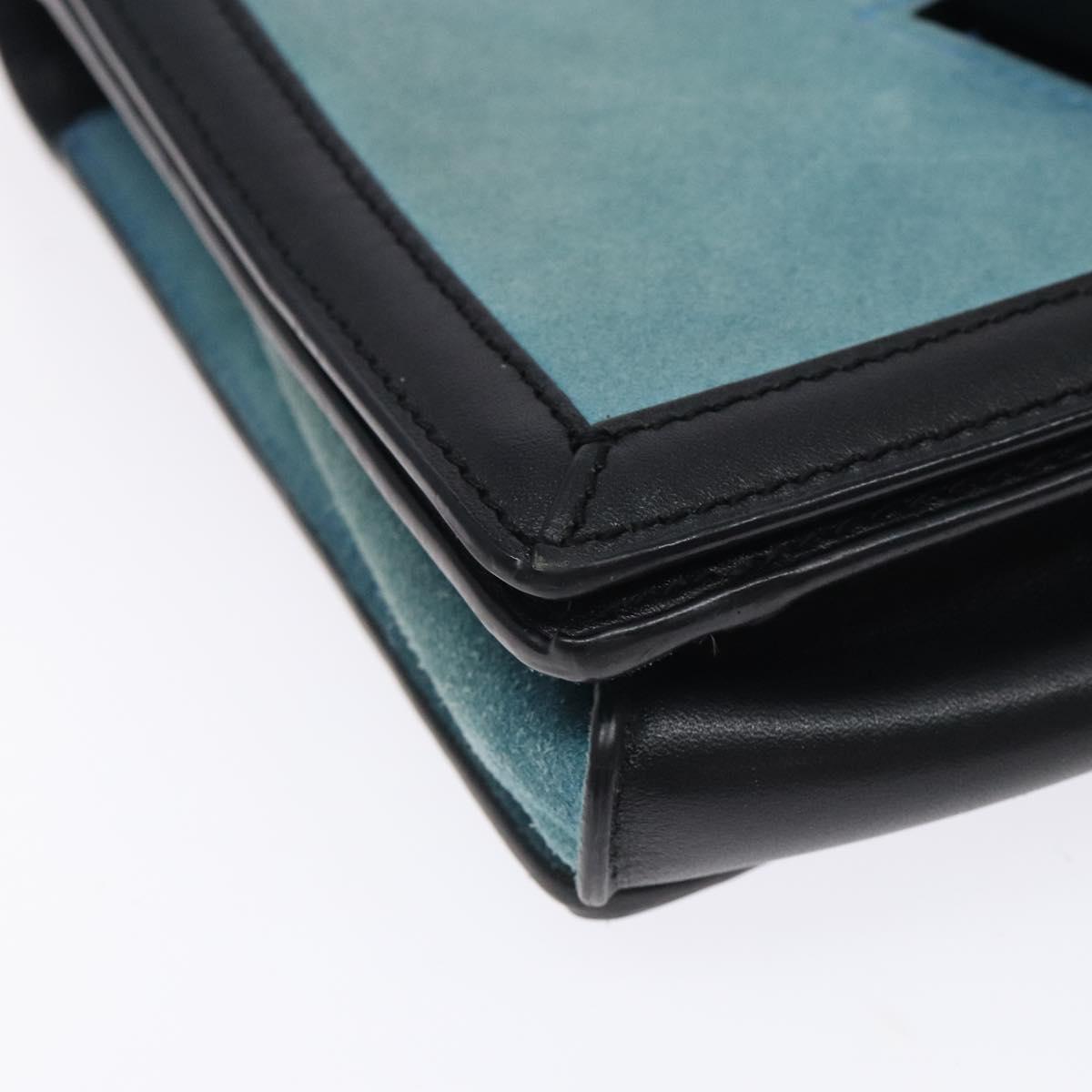 LOEWE Shoulder Bag Suede Blue Silver Auth 132888
