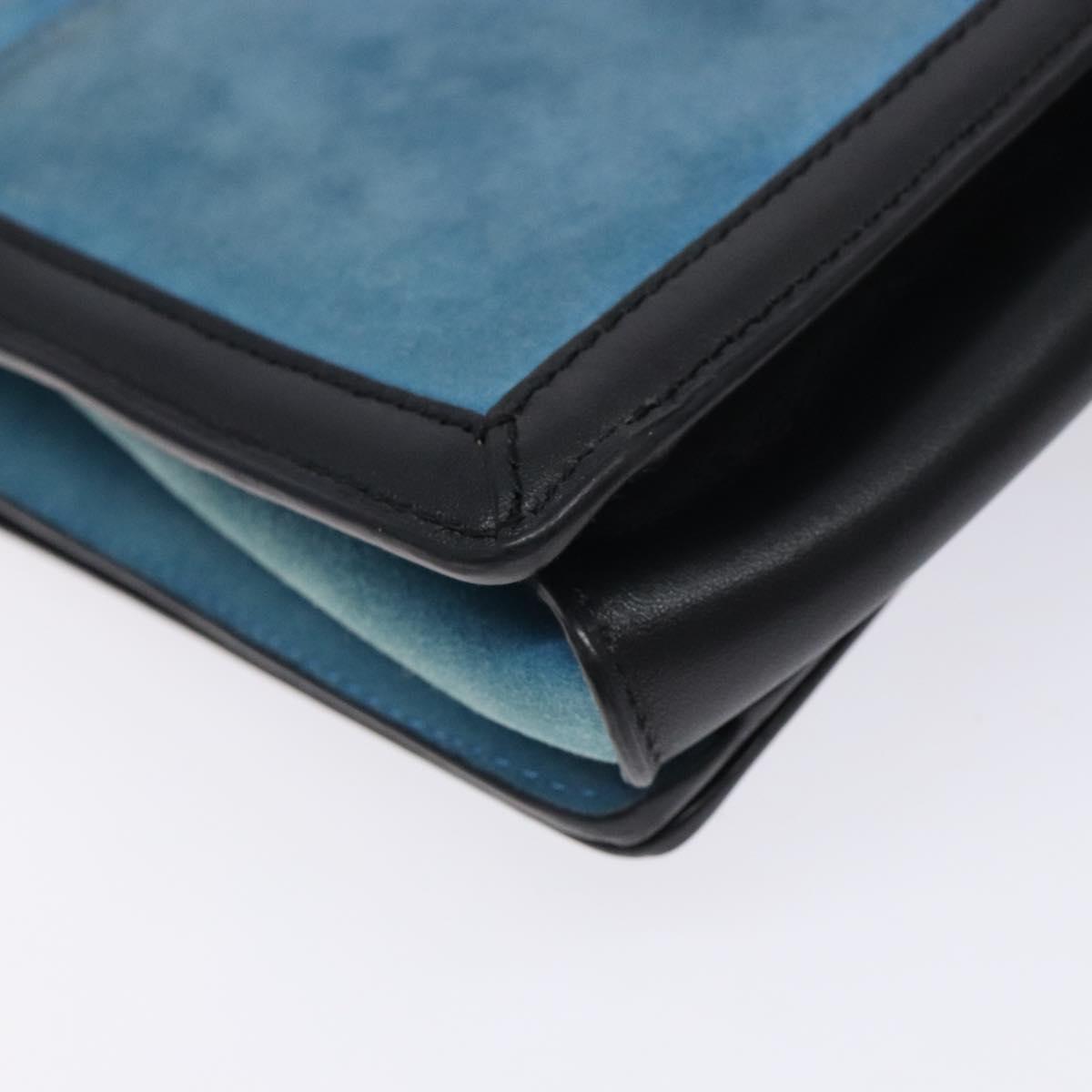 LOEWE Shoulder Bag Suede Blue Silver Auth 132888