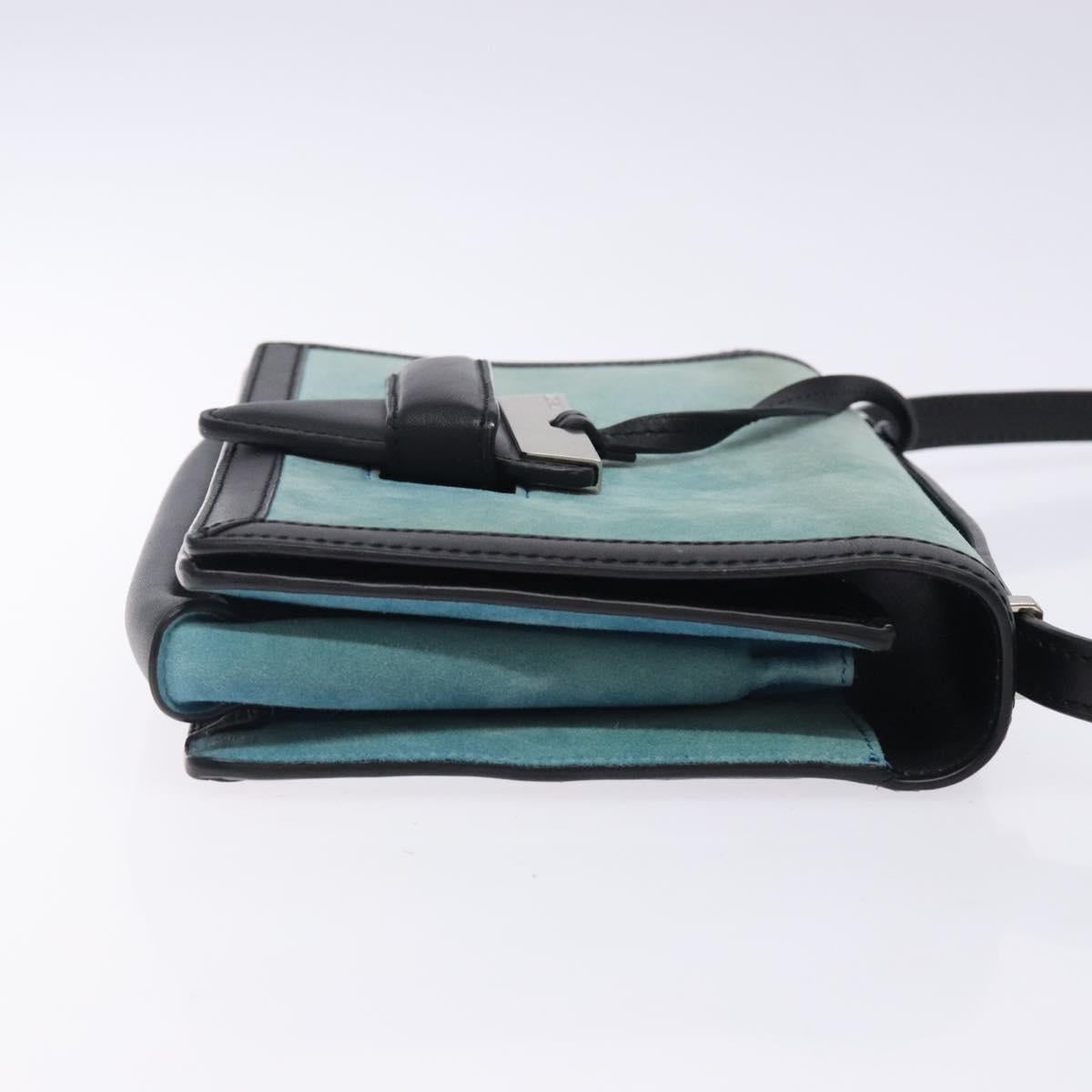 LOEWE Shoulder Bag Suede Blue Silver Auth 132888
