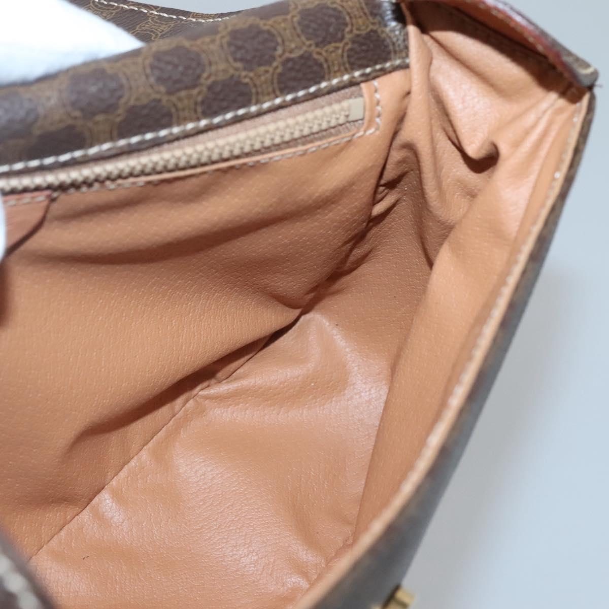 CELINE Macadam Canvas Shoulder Bag PVC Leather Brown Gold Auth 132889