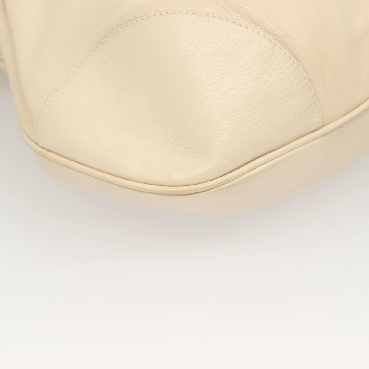 Salvatore Ferragamo Gancini Hand Bag Leather Ivory Silver Auth 132891