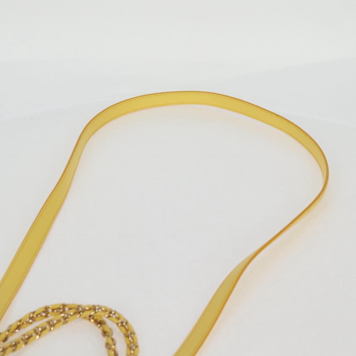 Salvatore Ferragamo Vala Chain Bag Leather 2way Yellow Gold Auth 132893V