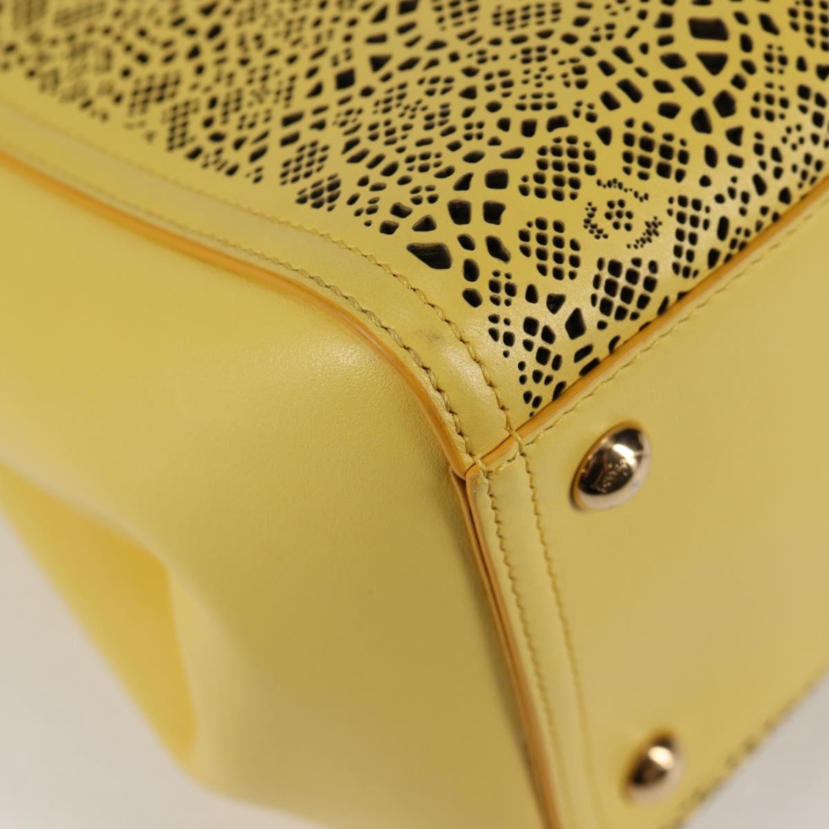 Salvatore Ferragamo Vala Chain Bag Leather 2way Yellow Gold Auth 132893V