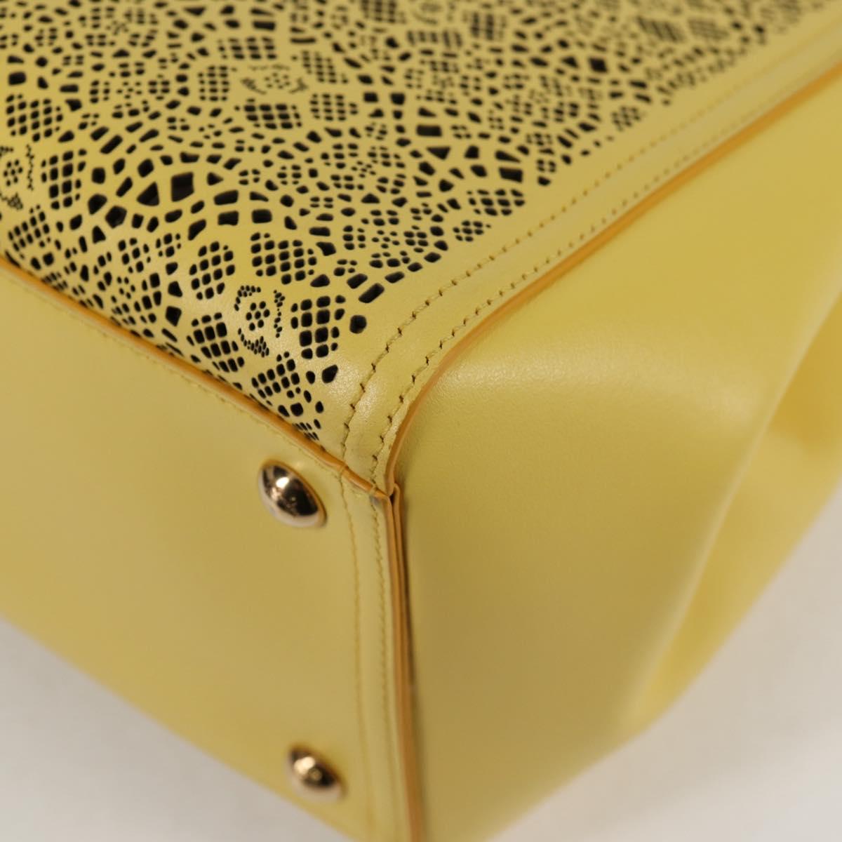 Salvatore Ferragamo Vala Chain Bag Leather 2way Yellow Gold Auth 132893V