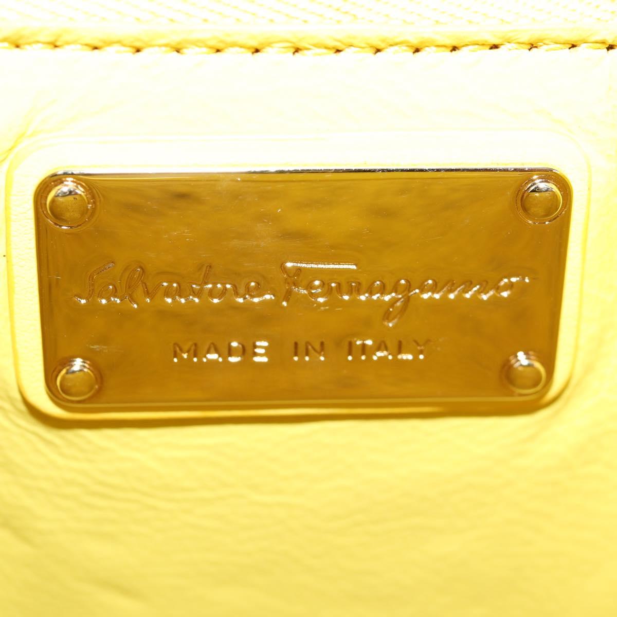 Salvatore Ferragamo Vala Chain Bag Leather 2way Yellow Gold Auth 132893V