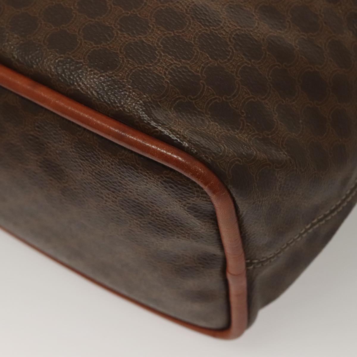 CELINE Macadam Canvas Hand Bag PVC Leather Brown Gold Auth 132898