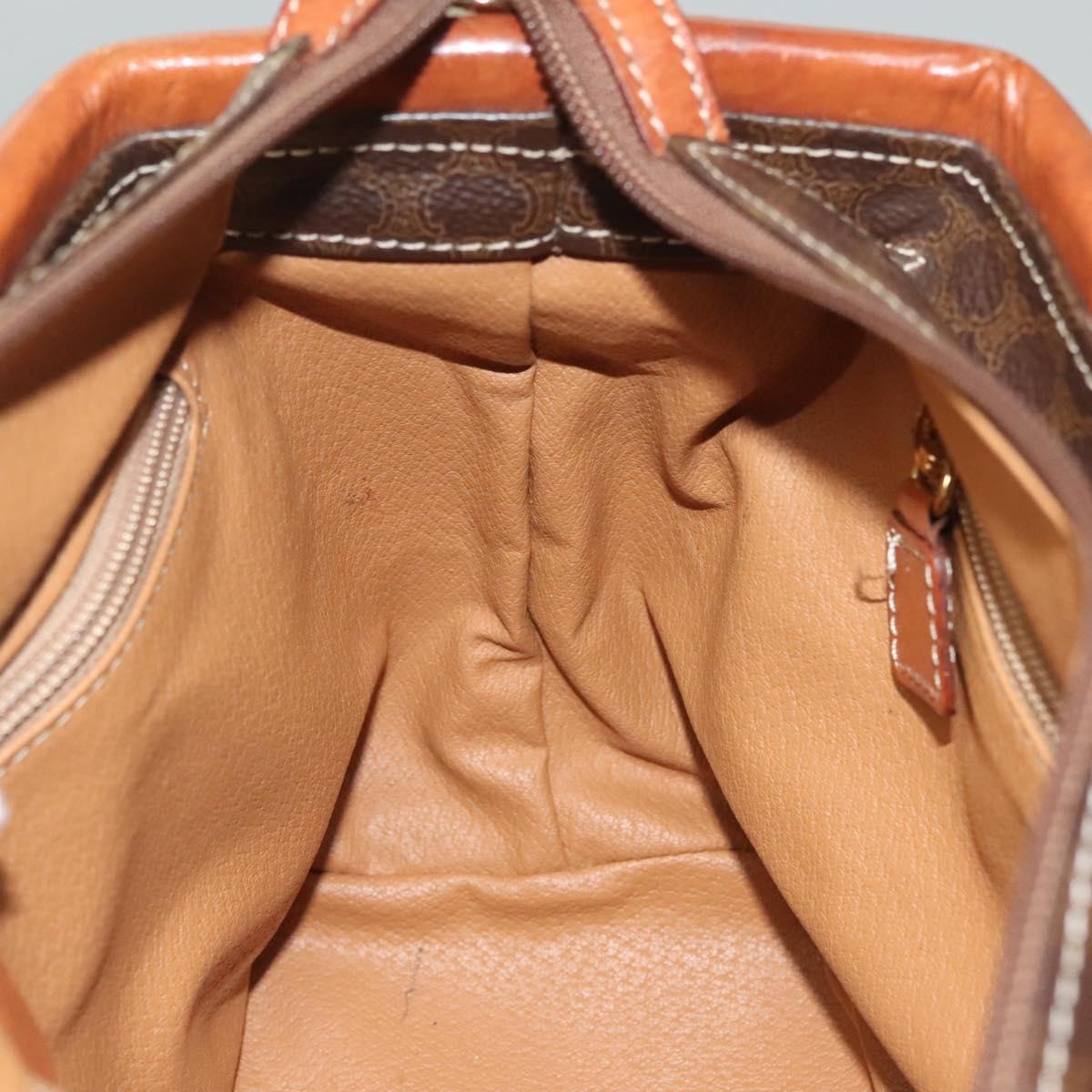 CELINE Macadam Canvas Hand Bag PVC Leather Brown Gold Auth 132898