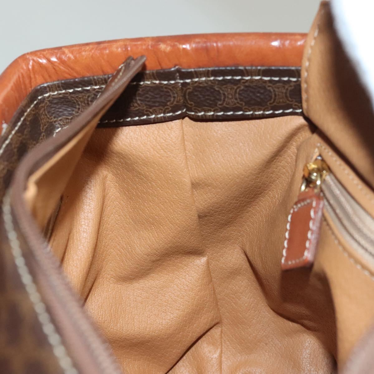 CELINE Macadam Canvas Hand Bag PVC Leather Brown Gold Auth 132898