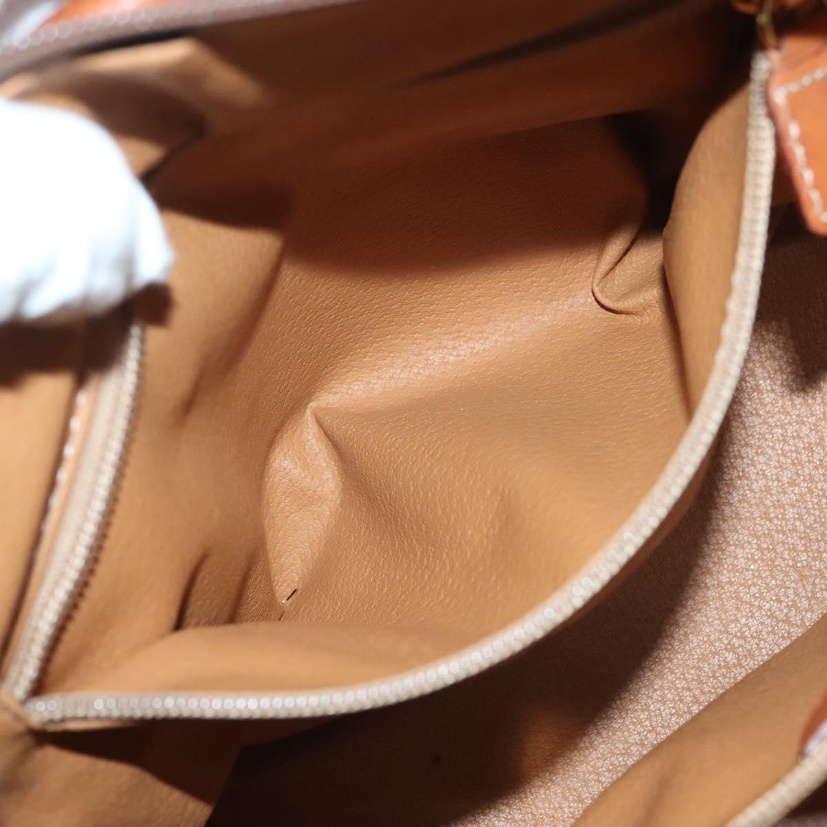 CELINE Macadam Canvas Hand Bag PVC Leather Brown Gold Auth 132898