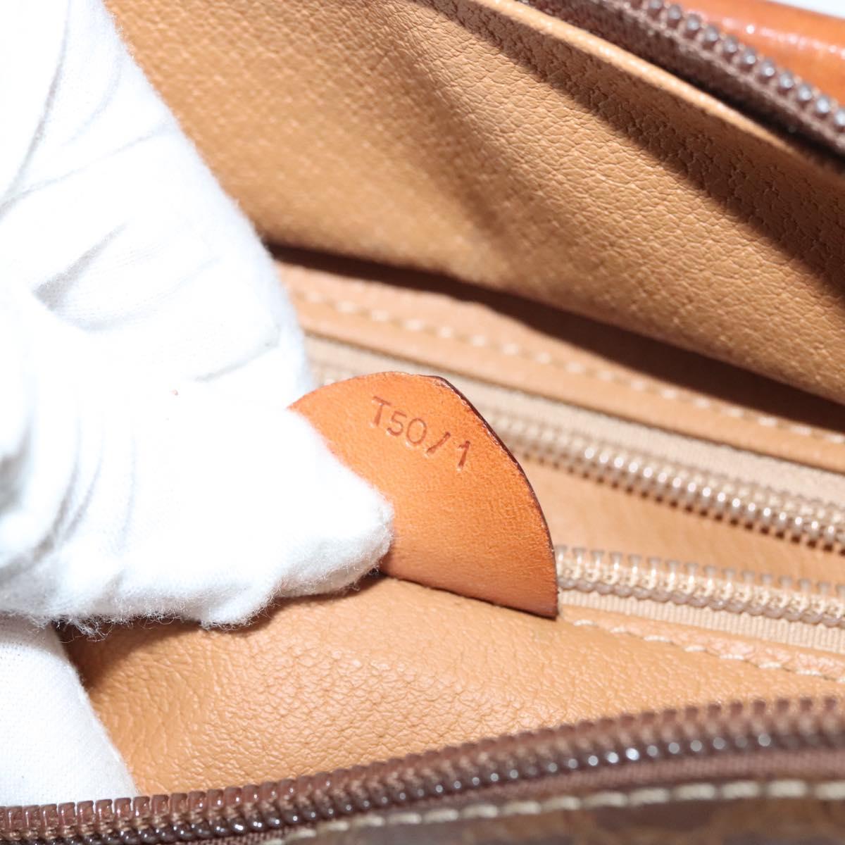 CELINE Macadam Canvas Hand Bag PVC Leather Brown Gold Auth 132898