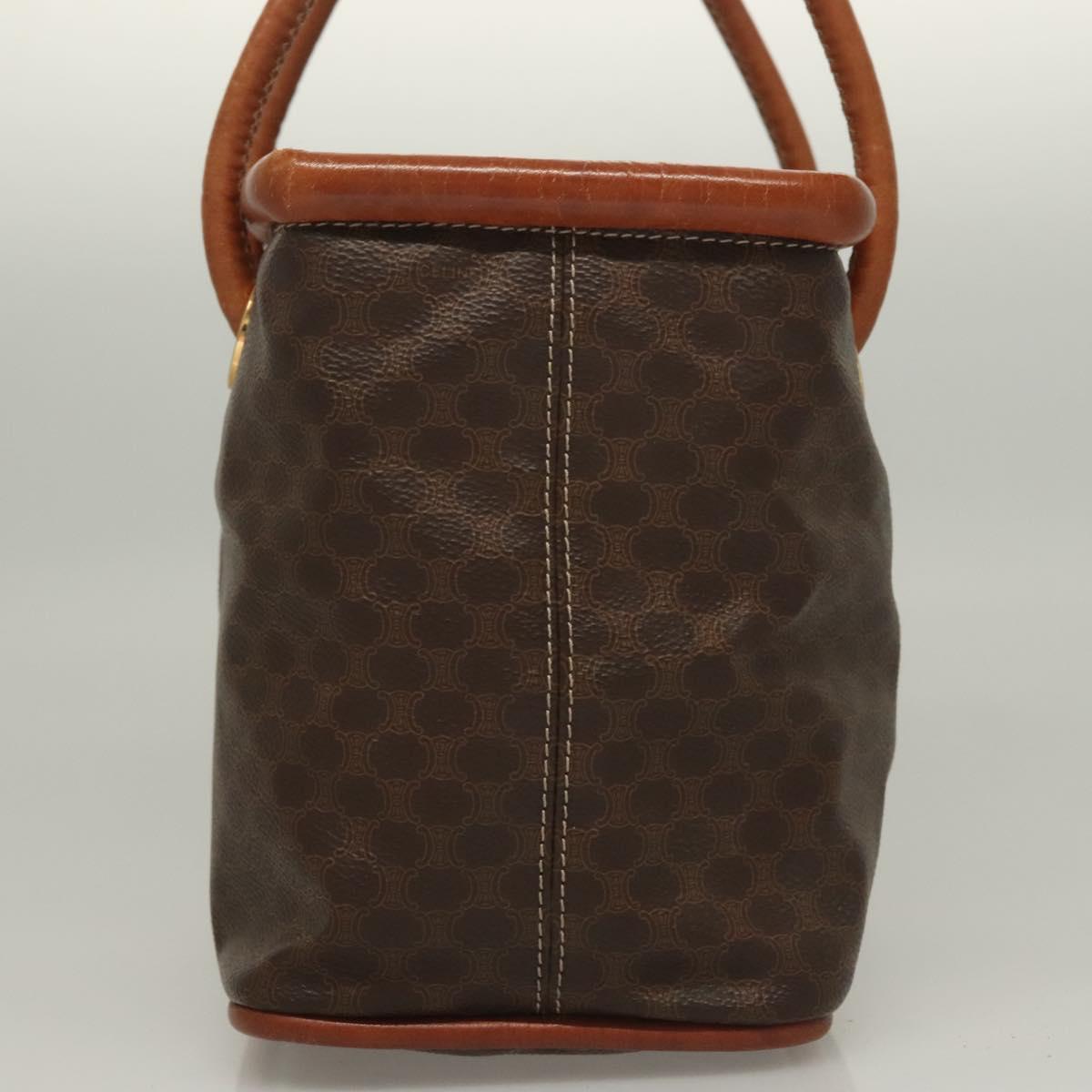 CELINE Macadam Canvas Hand Bag PVC Leather Brown Gold Auth 132898