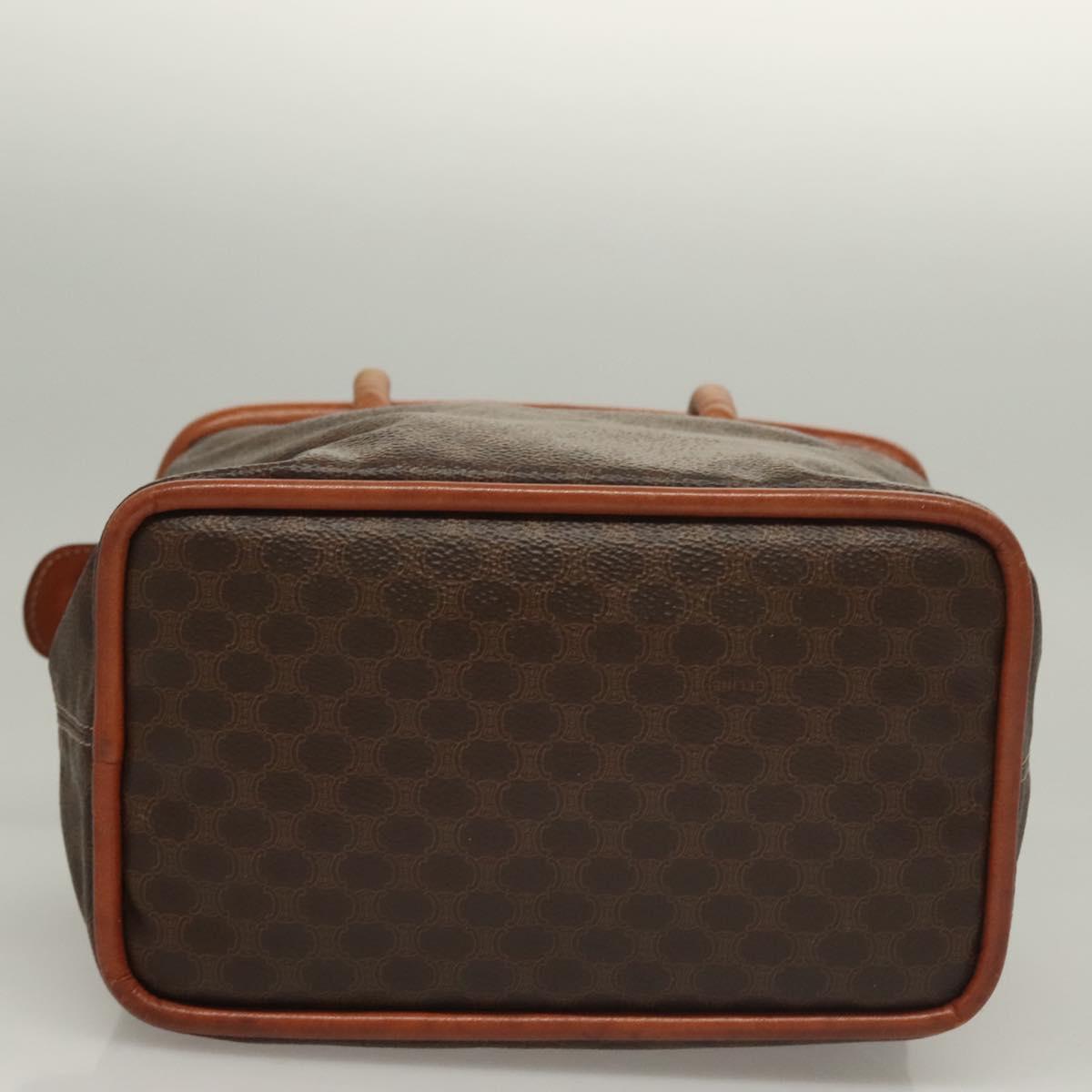 CELINE Macadam Canvas Hand Bag PVC Leather Brown Gold Auth 132898