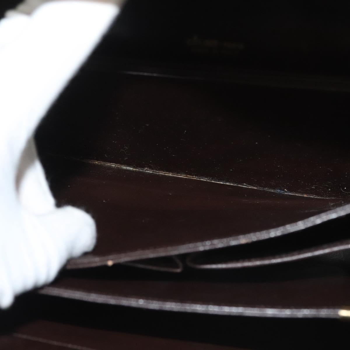 CELINE Shoulder Bag Leather Brown Gold Auth 132899