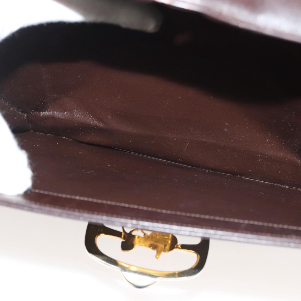 CELINE Shoulder Bag Leather Brown Gold Auth 132899