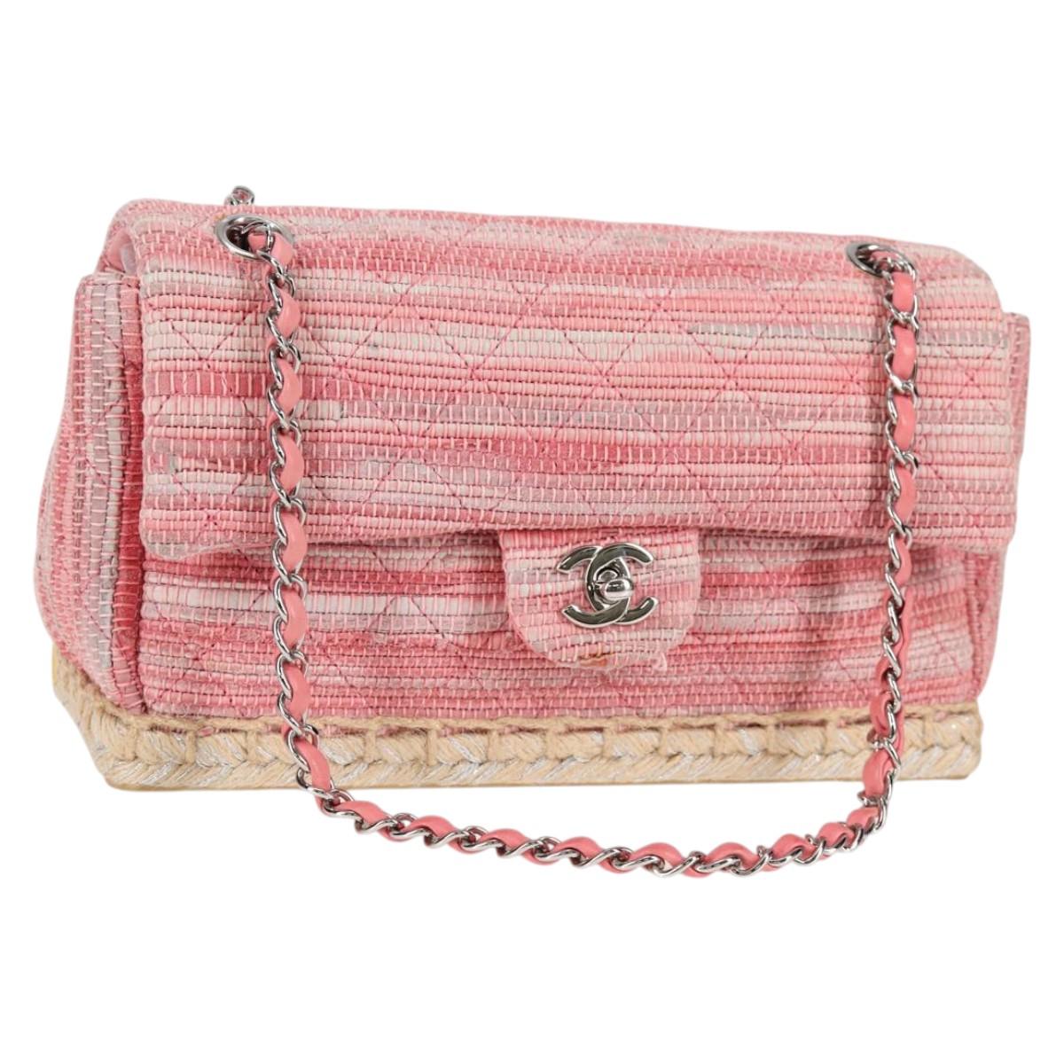 CHANEL Chain Matelasse 25 Shoulder Bag Leather Pink CC Auth 132925SAV