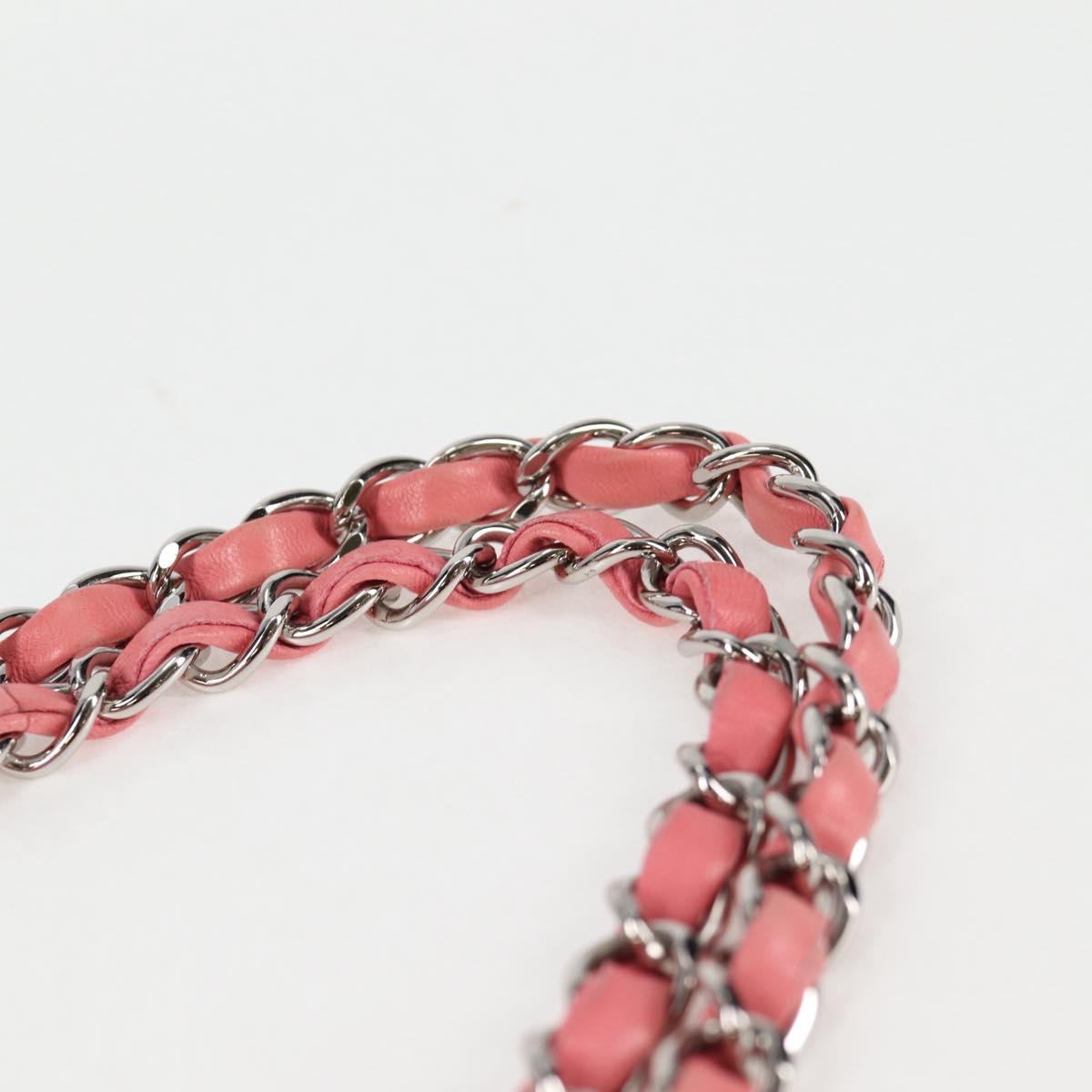 CHANEL Chain Matelasse 25 Shoulder Bag Leather Pink CC Auth 132925SAV