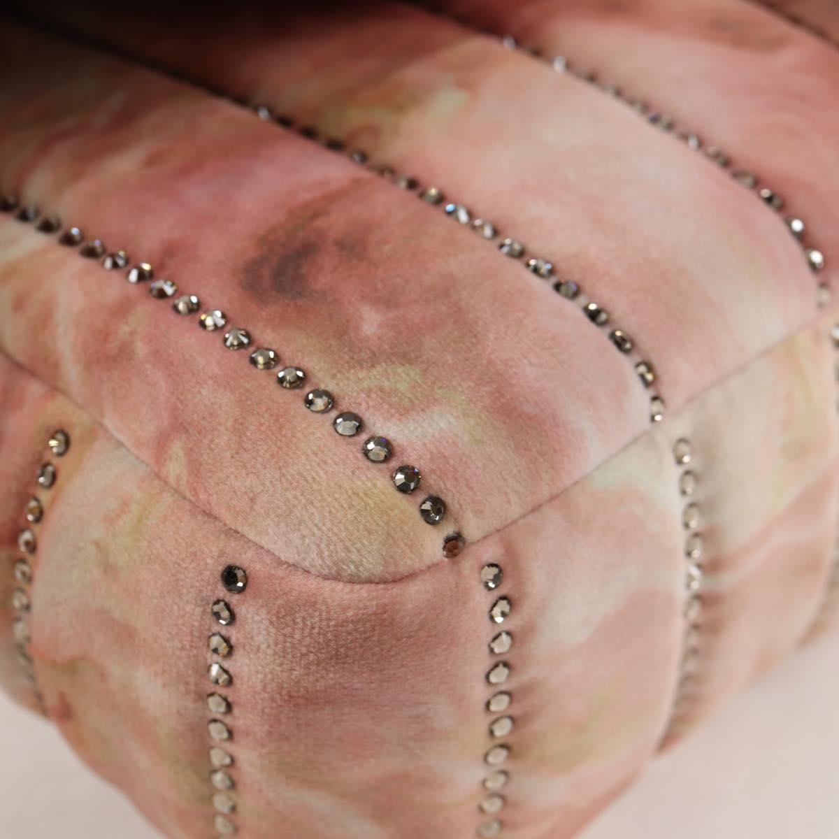 FENDI Holiday Edition Mamma Baguette Bag Velor 2way Pink Gold Auth 132928M