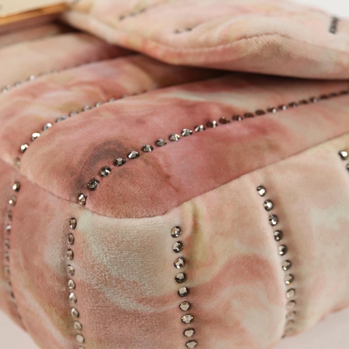 FENDI Holiday Edition Mamma Baguette Bag Velor 2way Pink Gold Auth 132928M