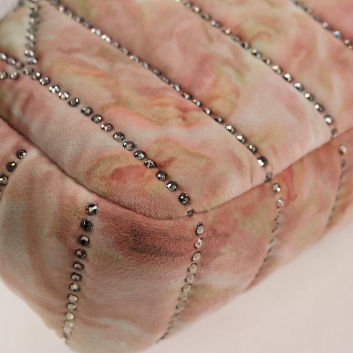 FENDI Holiday Edition Mamma Baguette Bag Velor 2way Pink Gold Auth 132928M