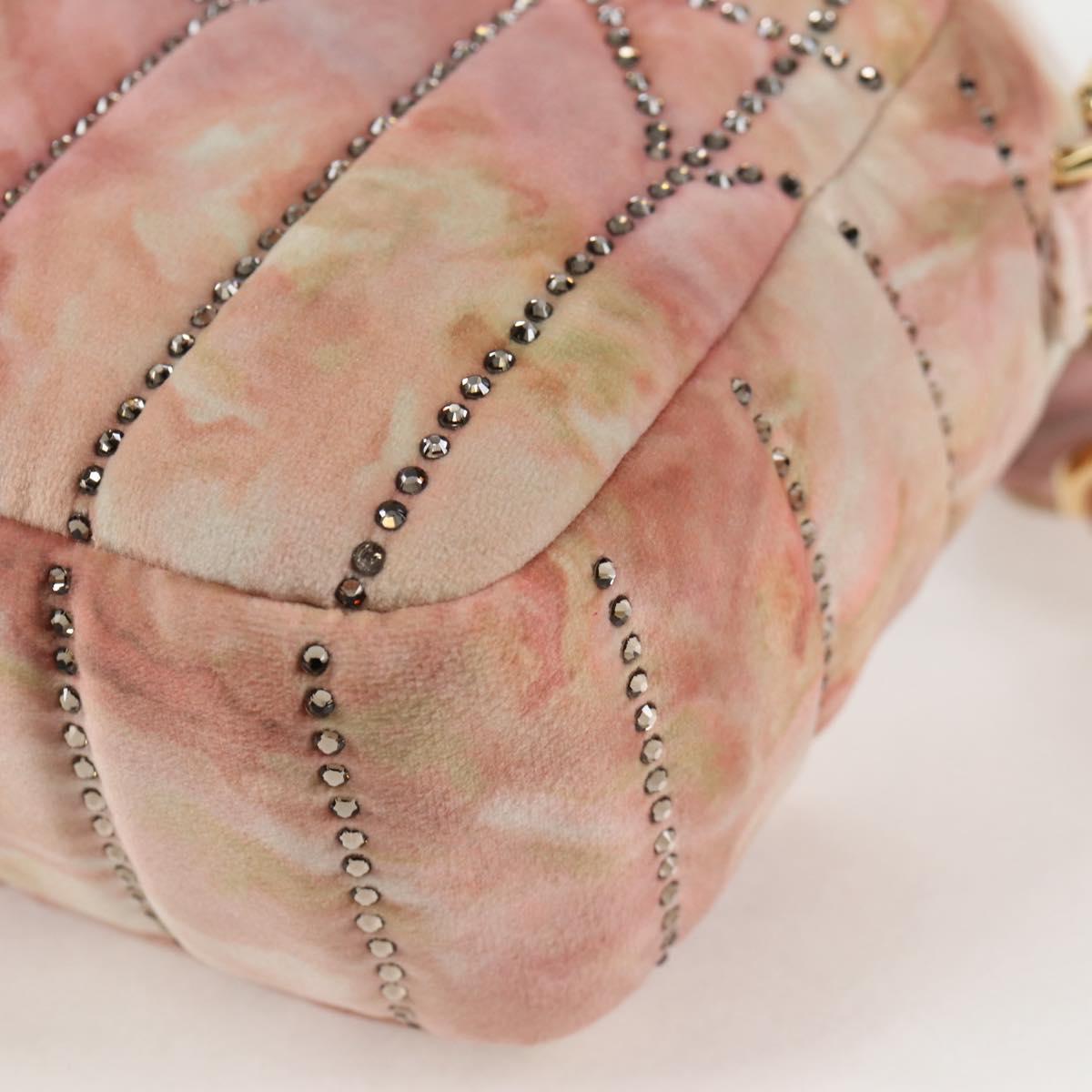 FENDI Holiday Edition Mamma Baguette Bag Velor 2way Pink Gold Auth 132928M