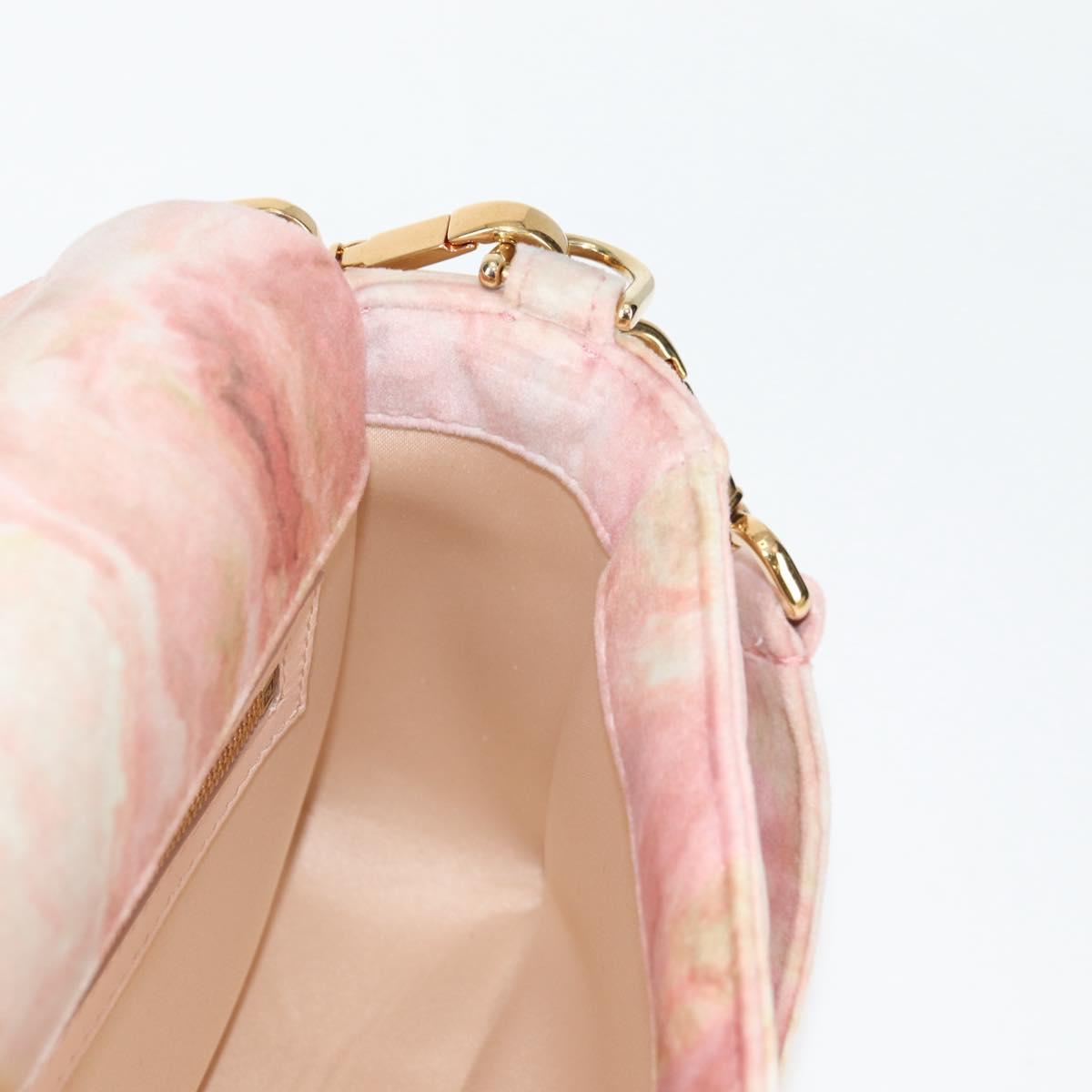 FENDI Holiday Edition Mamma Baguette Bag Velor 2way Pink Gold Auth 132928SAM