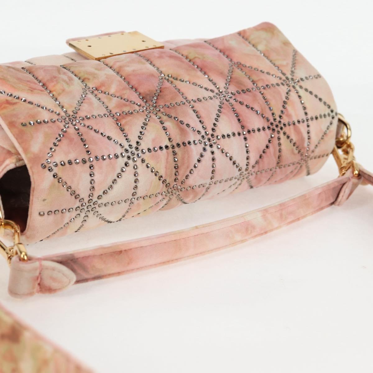FENDI Holiday Edition Mamma Baguette Bag Velor 2way Pink Gold Auth 132928SAM