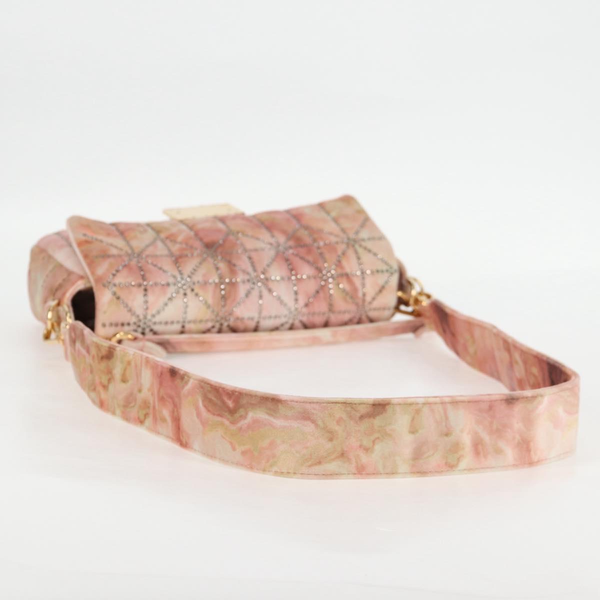 FENDI Holiday Edition Mamma Baguette Bag Velor 2way Pink Gold Auth 132928M