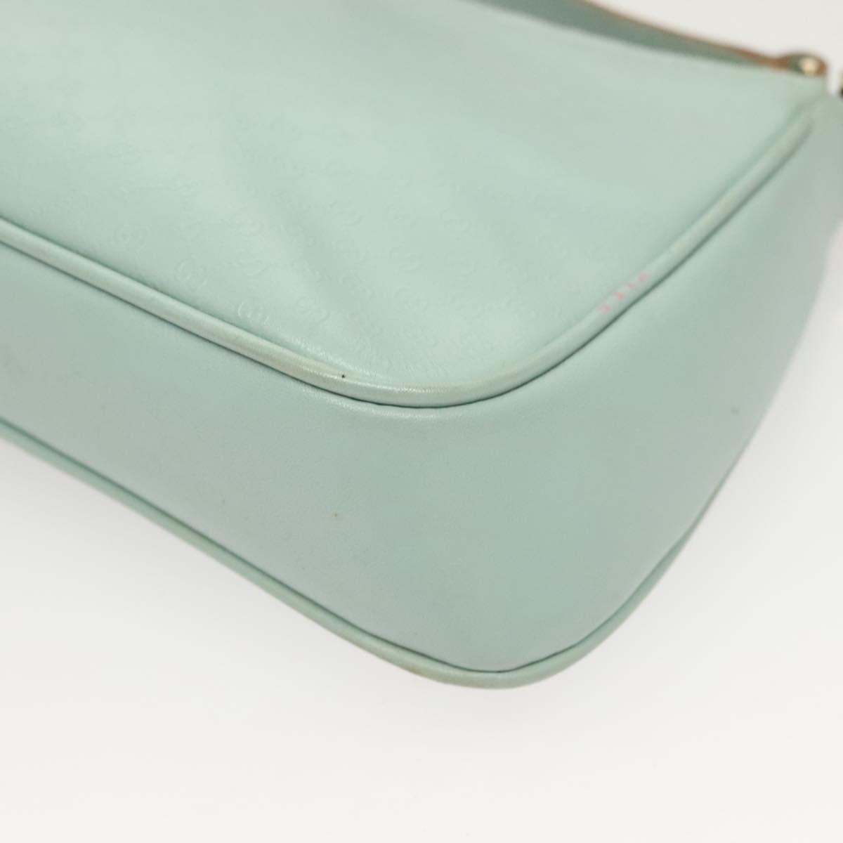 GUCCI Micro GG Canvas Shoulder Bag Leather Light Blue Silver Auth 132939
