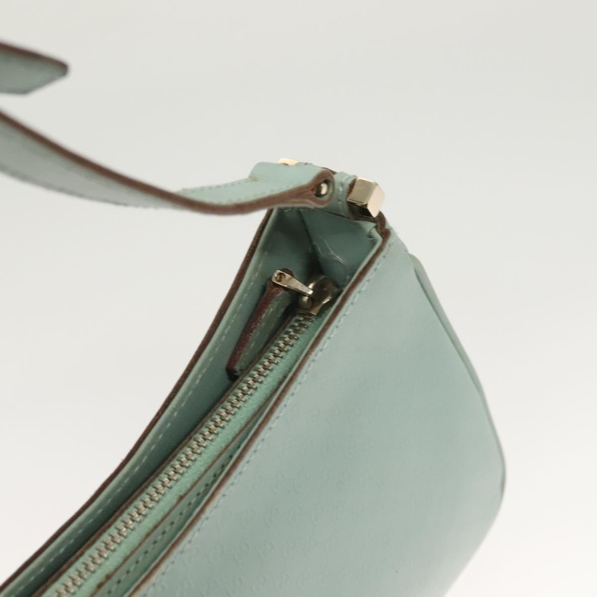 GUCCI Micro GG Canvas Shoulder Bag Leather Light Blue Silver Auth 132939