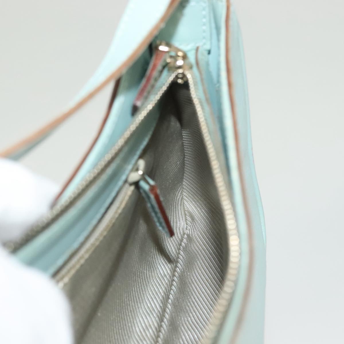 GUCCI Micro GG Canvas Shoulder Bag Leather Light Blue Silver Auth 132939