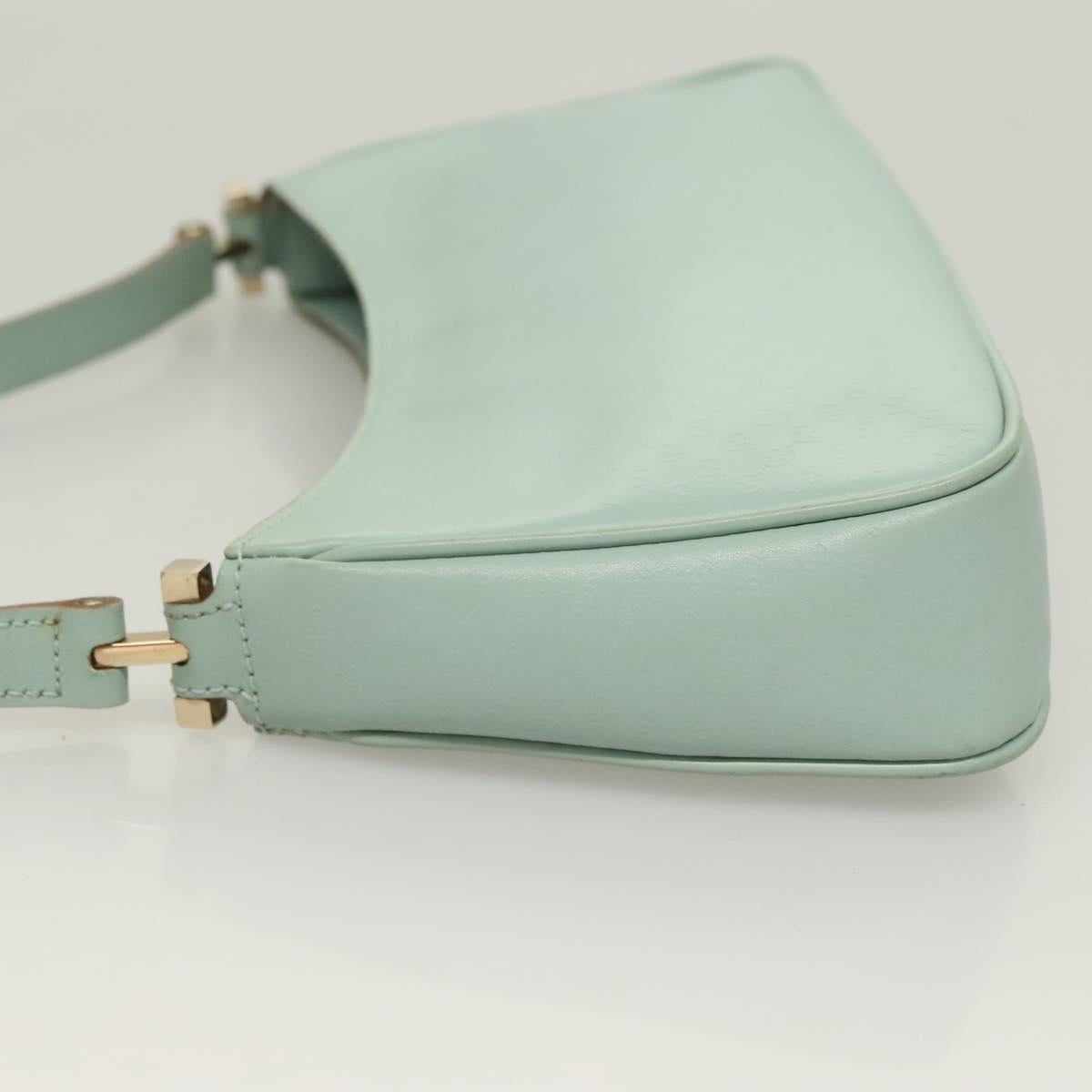 GUCCI Micro GG Canvas Shoulder Bag Leather Light Blue Silver Auth 132939