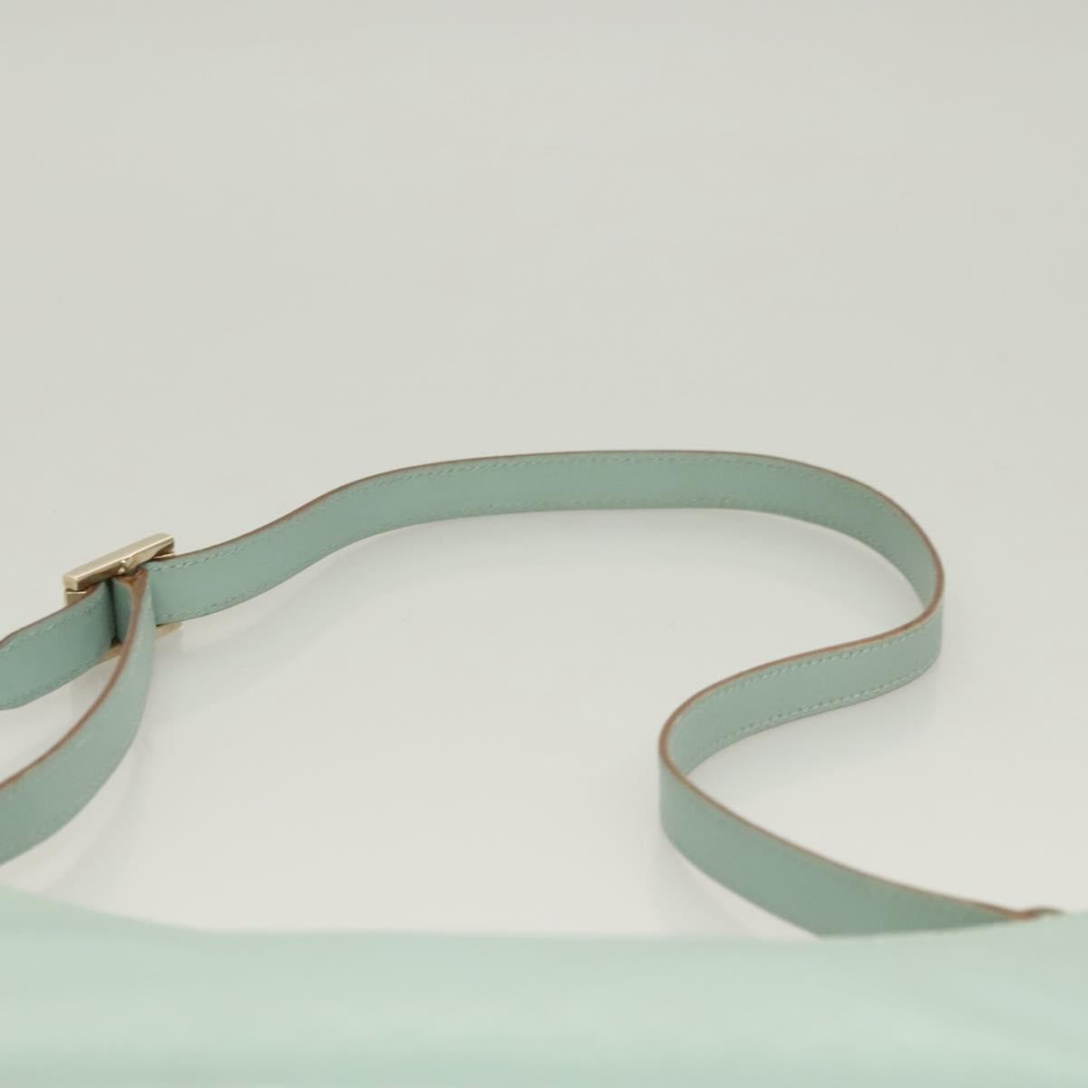 GUCCI Micro GG Canvas Shoulder Bag Leather Light Blue Silver Auth 132939