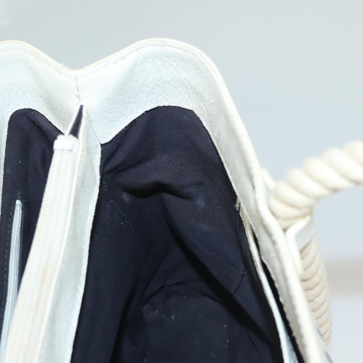 BURBERRY Hand Bag Canvas Leather Ivory Silver Auth 132943