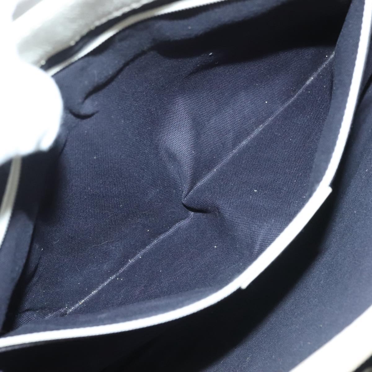 BURBERRY Hand Bag Canvas Leather Ivory Silver Auth 132943