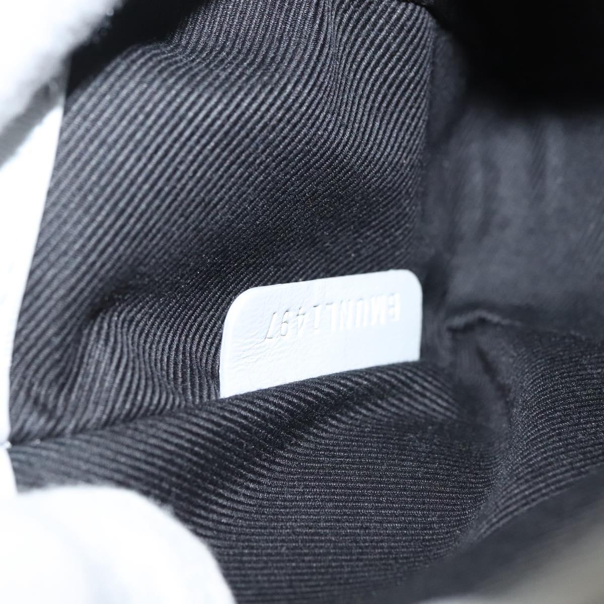 BURBERRY Chain Roller Shoulder Bag Leather White Silver Auth 132944