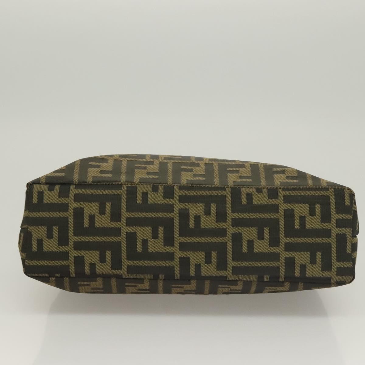FENDI Zucca Canvas Metal Hand Bag Black Brown gold Auth 132951