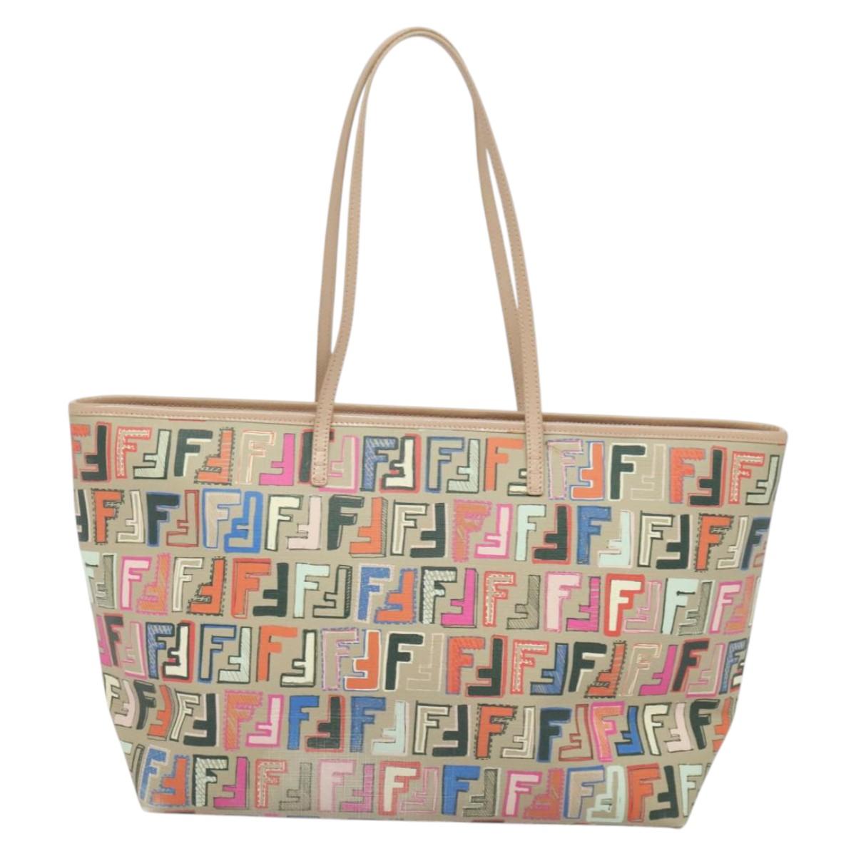 FENDI Zucca Canvas Tote Bag PVC Multicolor Gold Auth 132953V