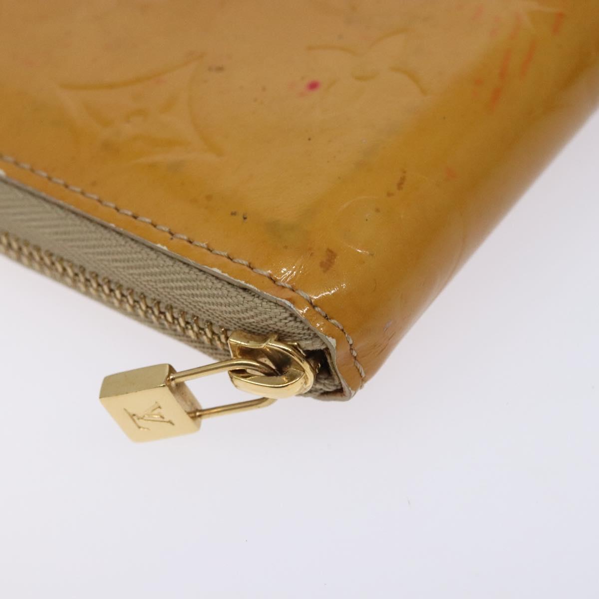 LOUIS VUITTON Monogram Vernis Bloom Wallet Beige M91015 LV Auth 132968