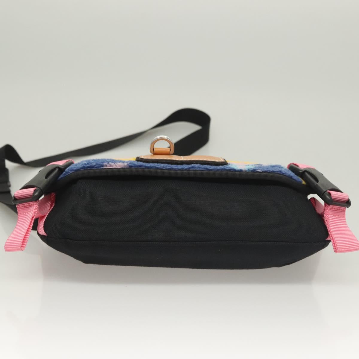 LOEWE Anagram Small Messenger Shoulder Bag Wool Black Silver Auth 132972SAM