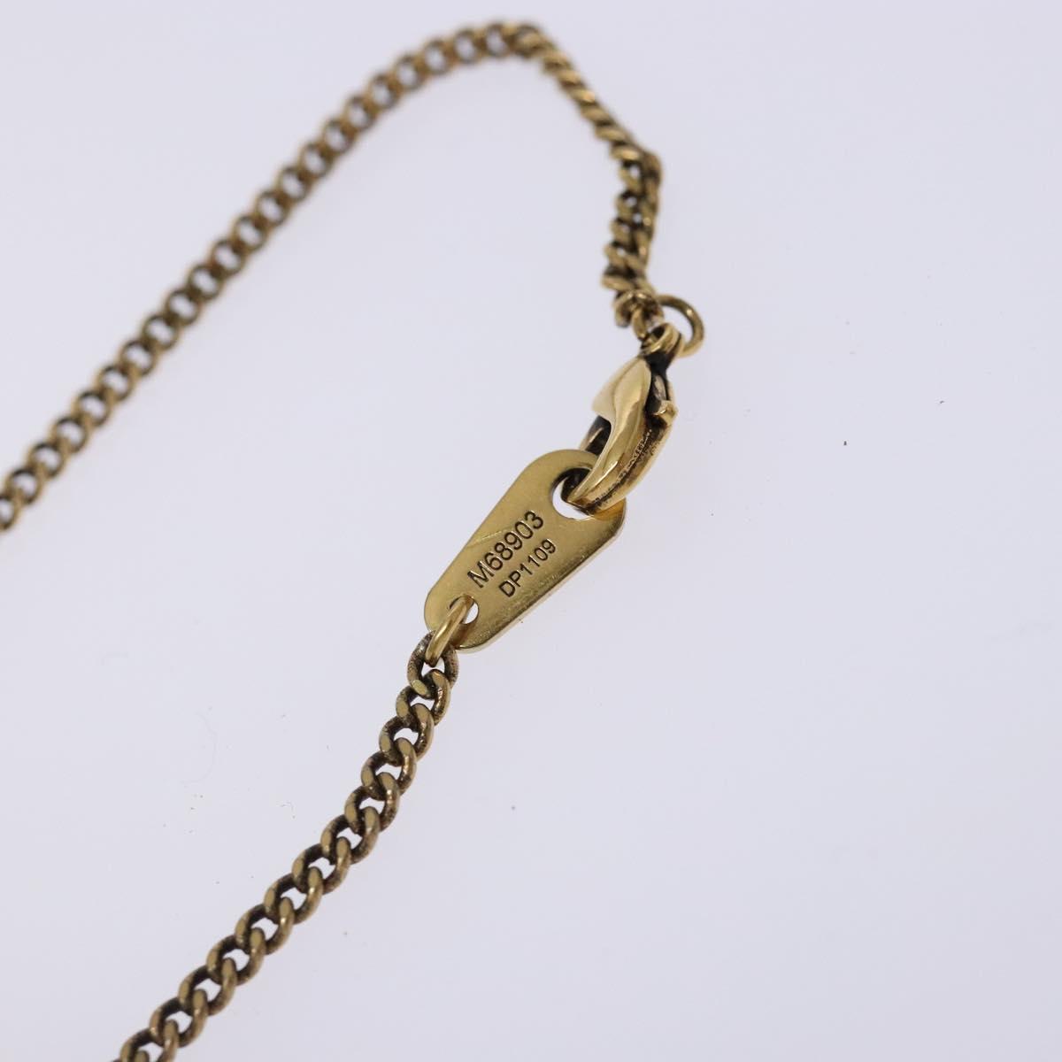 LOUIS VUITTON LVprinted Initials Coral Necklace Metal Gold M68903 Auth 132987M