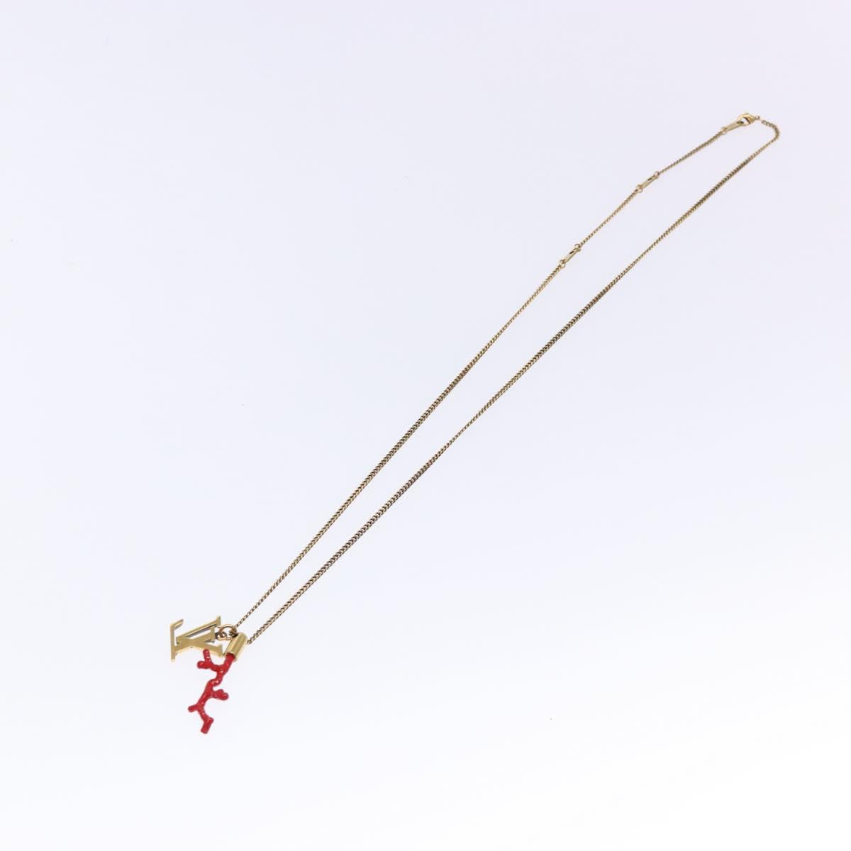 LOUIS VUITTON LVprinted Initials Coral Necklace Metal Gold M68903 Auth 132987M