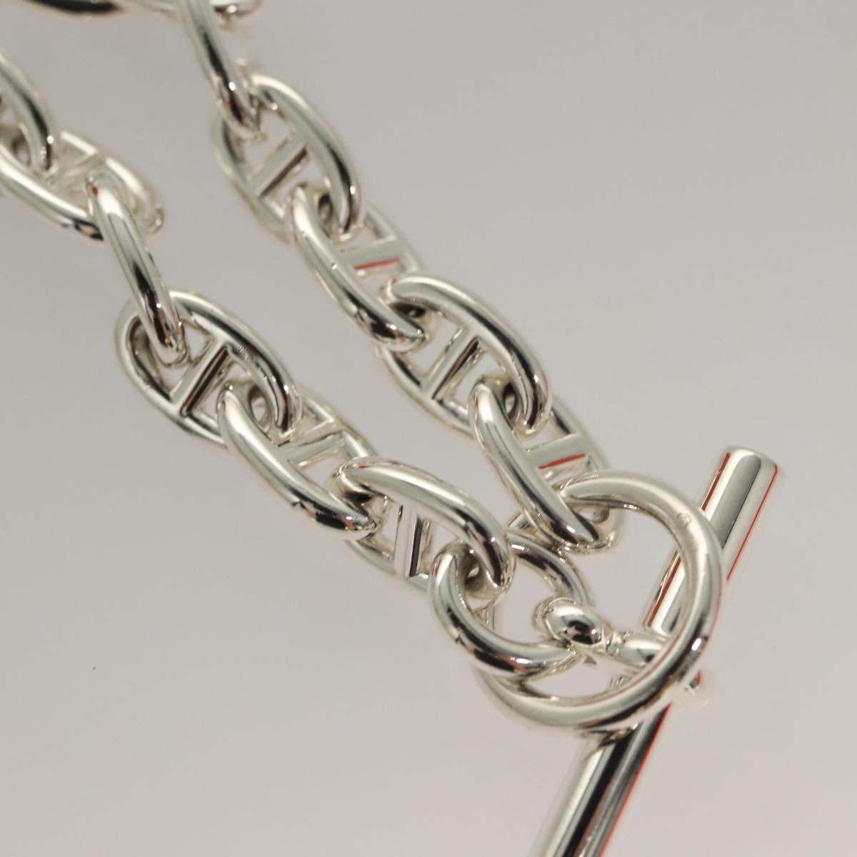 HERMES Chene Dunkle MM Bracelet Ag925 14 Links Silver Auth 132989SM