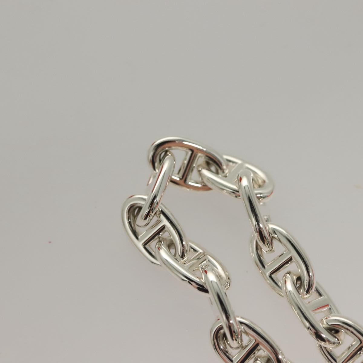 HERMES Chene Dunkle MM Bracelet Ag925 14 Links Silver Auth 132989SM