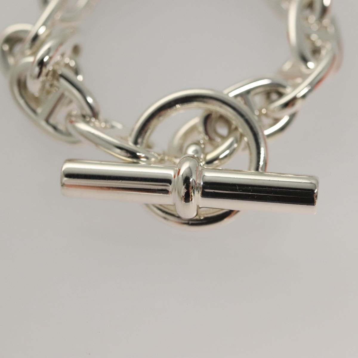 HERMES Chene Dunkle MM Bracelet Ag925 14 Links Silver Auth 132989SM