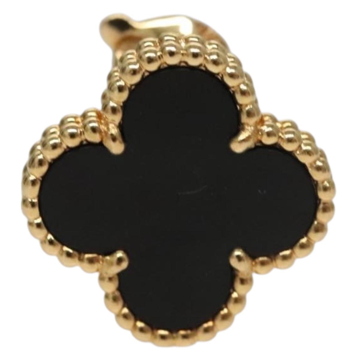 Van Cleef & Arpels Vintage Alhambra Onyx Pierce 18K Gold(750) Gold Auth 132990M