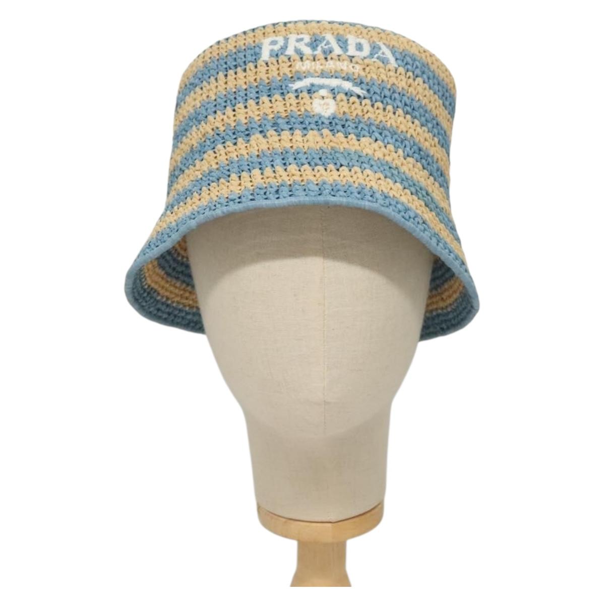 PRADA Bucket Hat Viscose Light Blue 1HC137 Auth 132994M