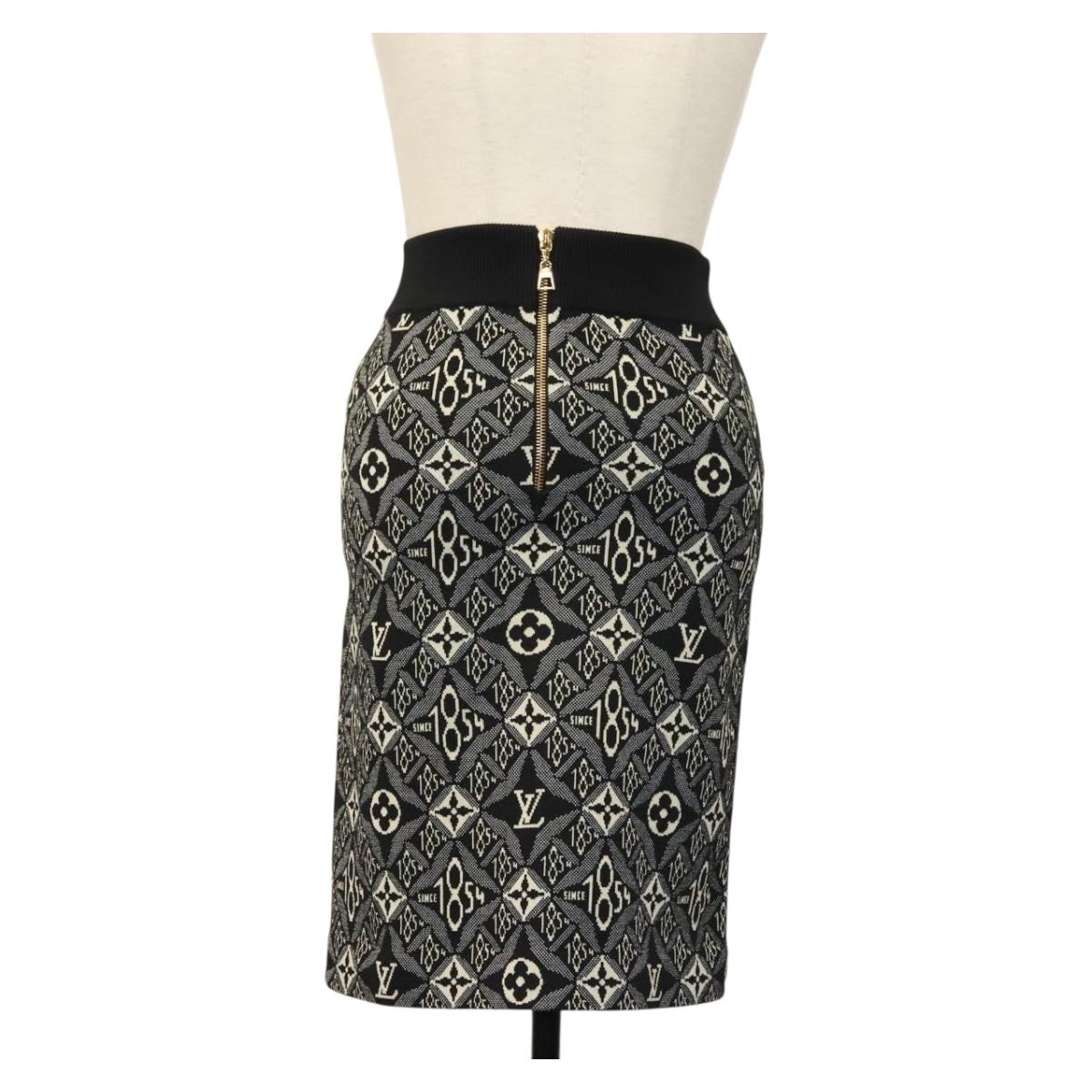 LOUIS VUITTON Monogram Jaguar Pre Owned skirt 1854 print Black LV Auth 132996M